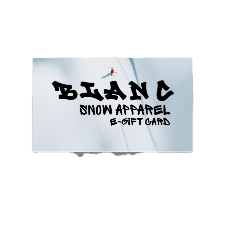 A card with the words Blanc Snow Apparel E-Gift card written on it
